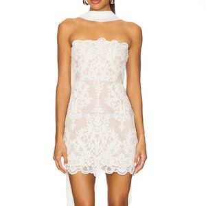 x REVOLVE Amanda Mini Dress Stone Cold Fox Lace mini dress with scarf